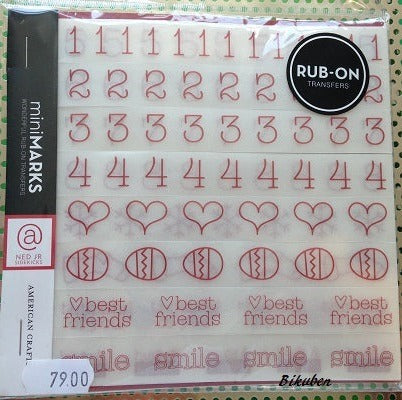 American Crafts: Minimarks - rub-ons - Ned JR Sidekicks - Rød