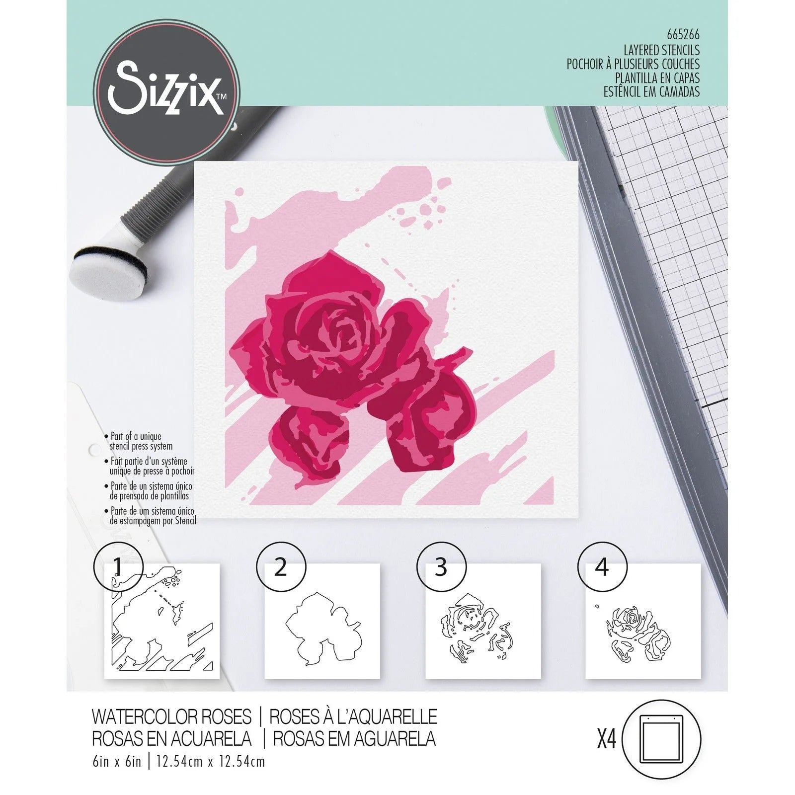Sizzix - Layered Stencil Set - Watercolor Roses