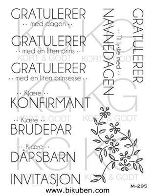Kort & Godt - Clearstamps  Medium Plate - Tillykke