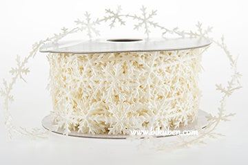 Bånd - Snøfnugg - Creme - metervis