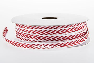 Bånd - V-sting - Hvit/Rød - metervis
