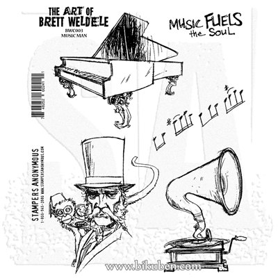 Brett Weldele Collection - Cling Stamp - Music Man