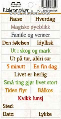 Papirdesign - Ord klistremerker - Idyllisk