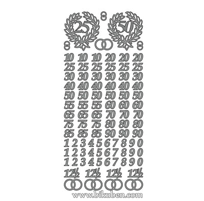 Klistremerker - Jubileum, Tall - Sølv