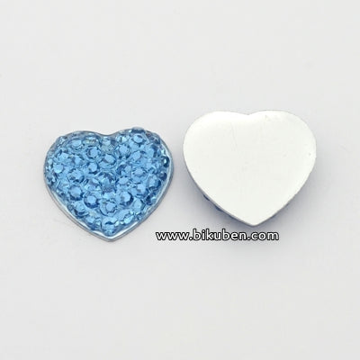 Bling dekor - Hjerte - Blå - 1,4 cm