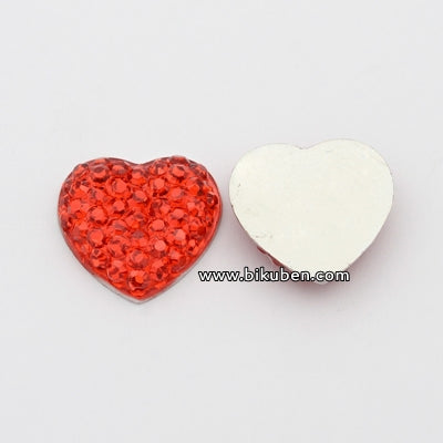 Bling dekor - Hjerte - Rød - 1,4 cm