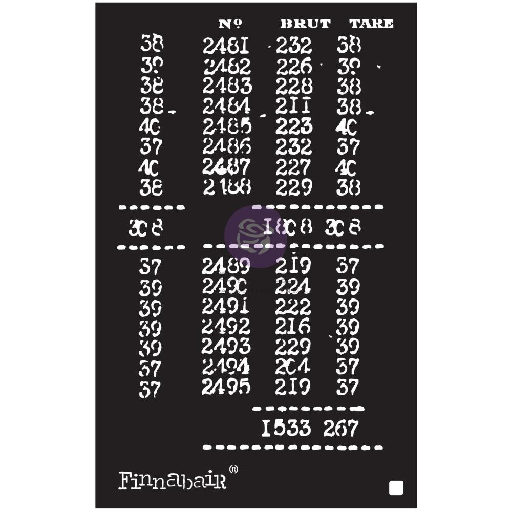 Prima - Finnabair - Elementals Stencil - Book of numbers - 6x9"