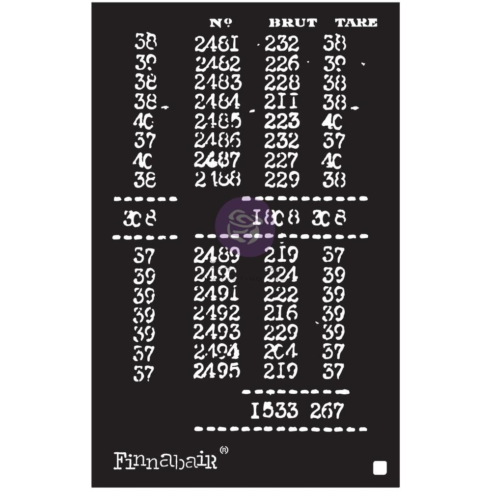 Prima - Finnabair - Elementals Stencil - Book of numbers  -    6x9"