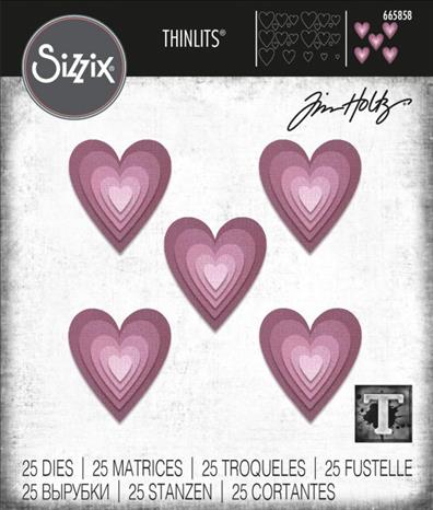 Sizzix - Tim Holtz Alterations - Thinlits - Stacked Tiles, Hearts