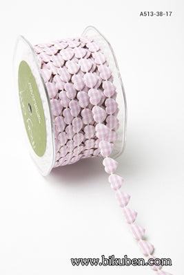 May Arts - Mini Gingham Hearts - Adhesive Ribbon - Light Pink - METERSVIS