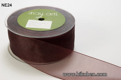 May Arts - Sheer Ribbon with Nylon Edge - Wine - METERSVIS