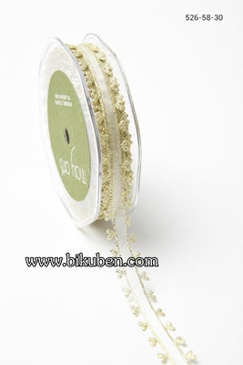 May Arts - Sheer Metallic Ribbon with Heart Edge - Gold - METERSVIS