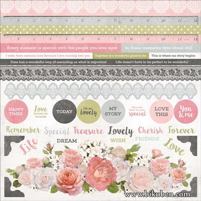 KaiserCraft - Cottage Rose - 12x12" Sticker Sheet