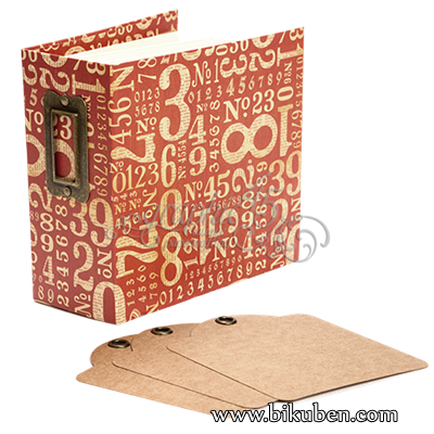 Graphic45 - Square Tag & Pocket Album - Red Numbers