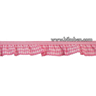 Belagio - Gingham Ruffle Edge Elastic Trim - Pink - METERSVIS