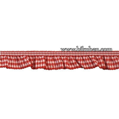 Belagio - Gingham Ruffle Edge Elastic Trim - Red - METERSVIS