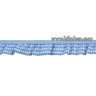 Belagio - Gingham Ruffle Edge Elastic Trim - Light Blue - METERSVIS