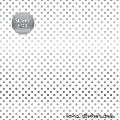 Carta Bella - Foiled Dot Cardstock - White with Silver Dot