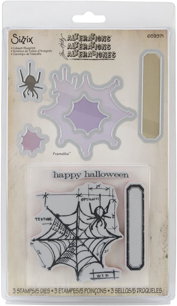 Tim Holtz Alterations - Framelits Die Set w/Stamps - Cobweb Blueprint