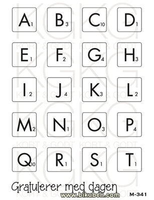 Kort & Godt - Clearstamps  Medium Plate - Scrabble A-T