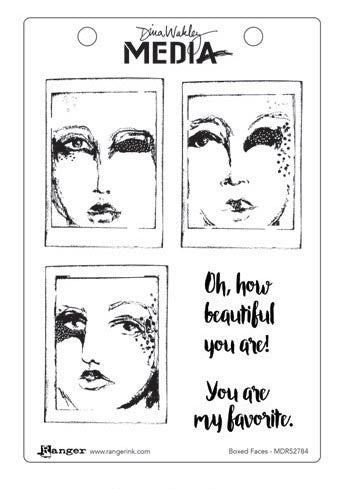 Ranger - Dina Wakley - Media Stamps - Boxed Faces