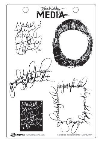 Ranger - Dina Wakley - Media Stamps - Scribbled Text Elements