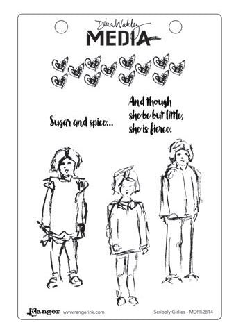 Ranger - Dina Wakley - Media Stamps - Scribbly Girlies
