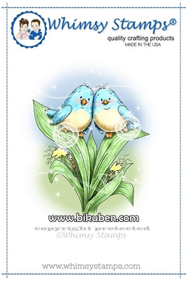 Whimsy Stamps - Cling Mount - Birdies on Corn