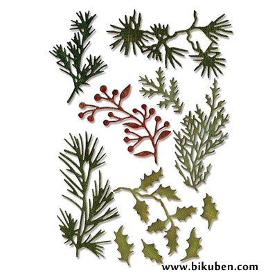 Sizzix - Tim Holtz Alterations - Thinlits - Mini Holiday Greens