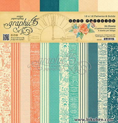 Graphic45 - Cafè Parisian - 12x12" Patterns & Solids Paper Pad