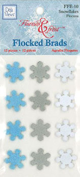 Flocked Brads Snowflakes