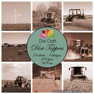 Dixi Craft - Toppers - Tractor - Sepia (9cm x 9cm)