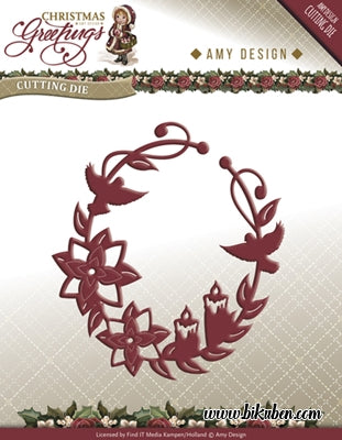 Amy Design - Christmas Greeting - Poinsettia Oval Dies