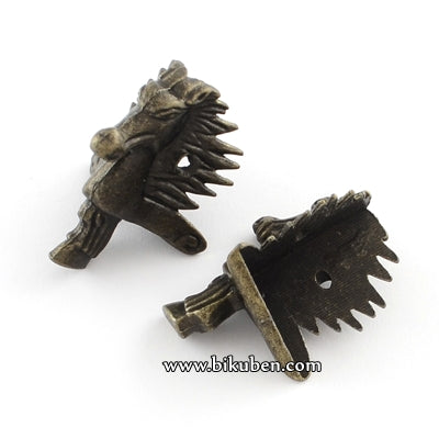 Charms - Antique Bronze - Dragon Corner Protectors