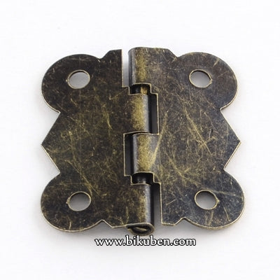 Charms - Antique Bronze - Shaped Hinges