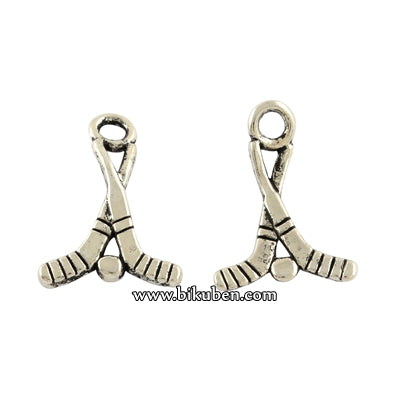 Charms - Antique Silver - Hockey Stick and Puck