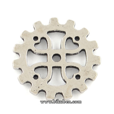 Charms - Antique Silver - Heart Gears