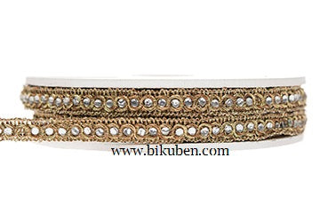 Bånd - Blond med bling- gull - metervis