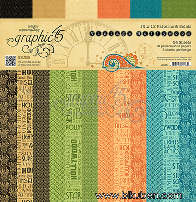 Graphic45 - Vintage Hollywood - 12x12" Patterns & Solids Paper Pad