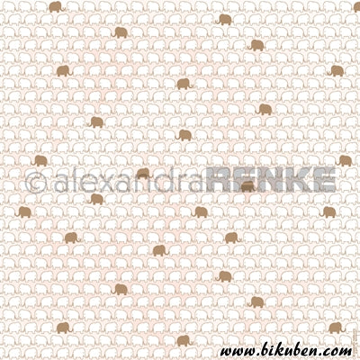Alexandra Renke -  Elephant - White & Gold 12x12"