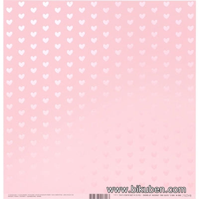Bazzill - Foil Heart - Cotton Candy 12x12"