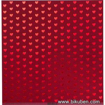 Bazzill - Foil Heart - Red Hots 12x12"