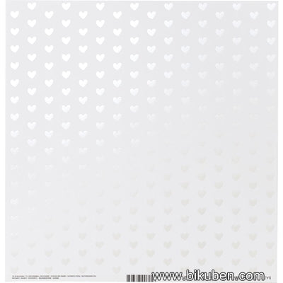 Bazzill - Foil Heart - Marshmallow 12x12"