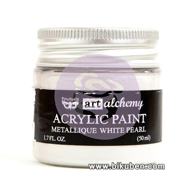Prima - Art Alchemy by Finnabair - Acrylic Paints - Metallique White Pearl