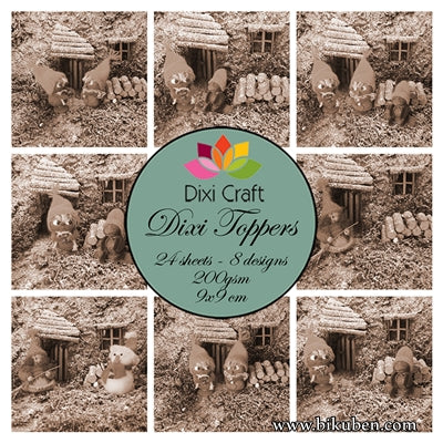 Dixi Craft - Toppers - Christmas - Dolls - Sepia (9cm x 9cm)