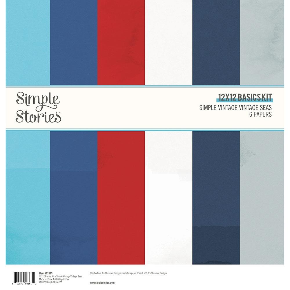 Simple Stories - Simple Vintage Seas - Basics  Paper Pack - 12 x 12"