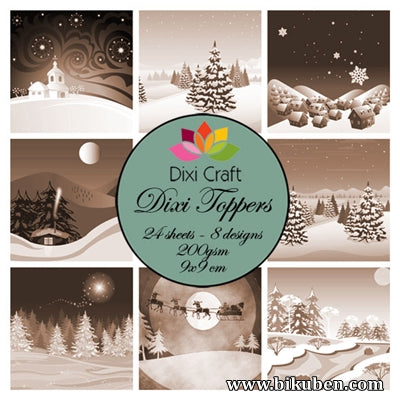 Dixi Craft - Toppers - Winter Landscape III - Sepia (9cm x 9cm)