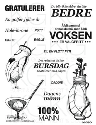 Kort & Godt - Clearstamps Medium plate - En golfer fyller år