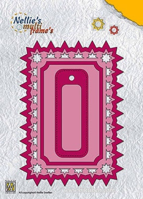 Nellie Snellen - Multiframe - Rectangle with Label - Star Pattern - dies