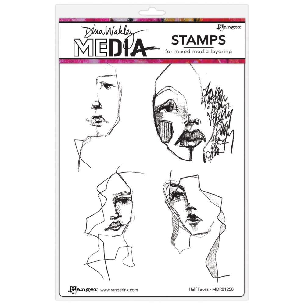 Dina Wakley Media - Stamps - Half Faces